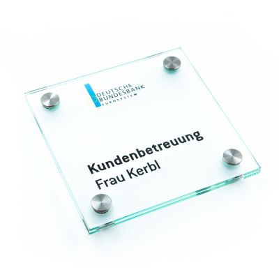 Tuerschild VITRUM B aus Glas fuer Buero 140 140 B4